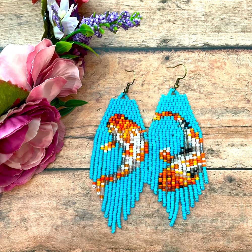 Gold fish Earring in Blue